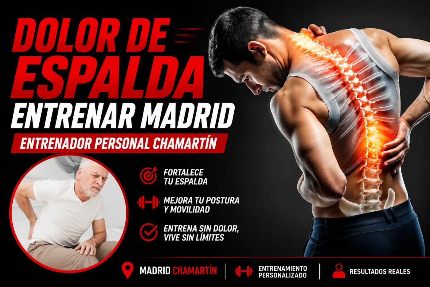 Entrenamiento para dolor de espalda en Madrid con Marcos Martín, entrenador personal en Chamartín