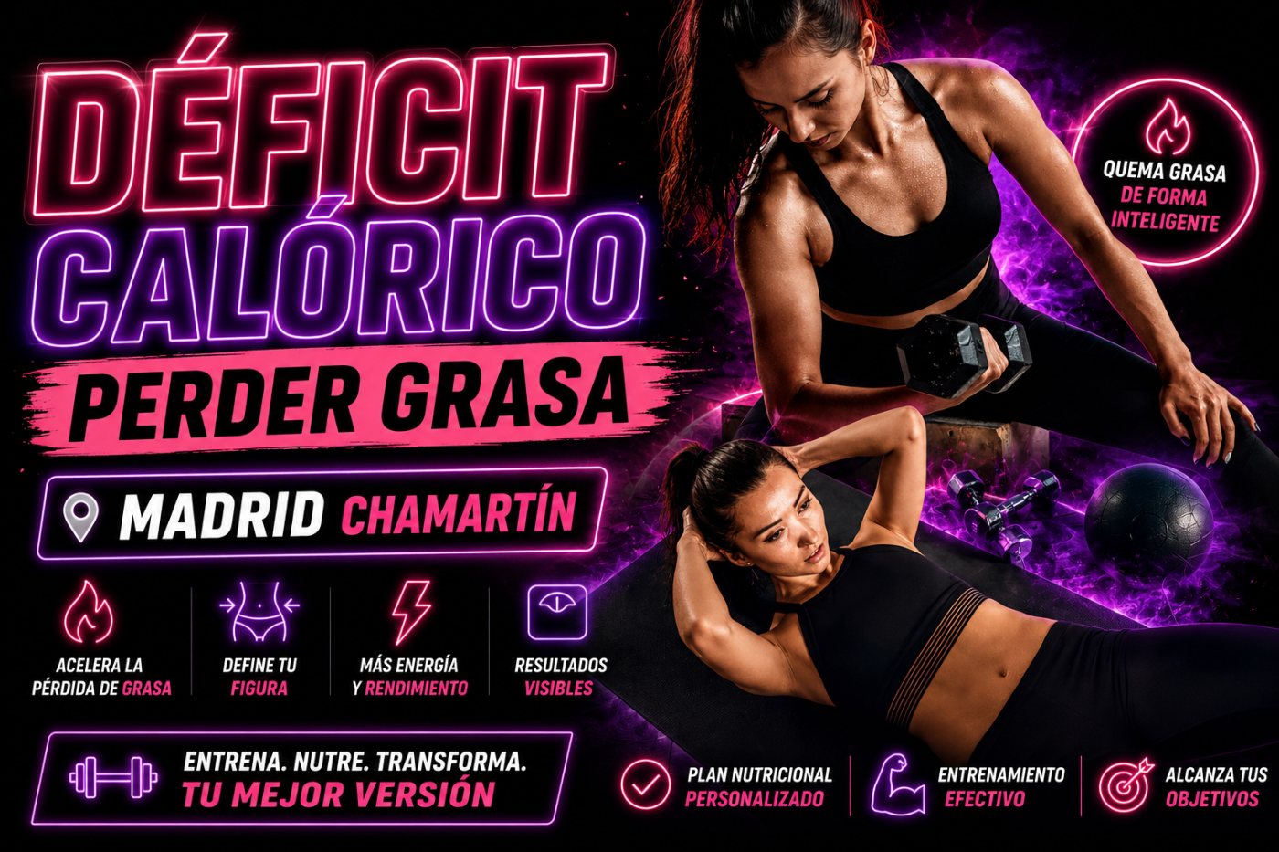 Déficit calórico para perder grasa Madrid — Marcos Martín entrenador personal Yoofit Chamartín plan nutricional